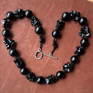 Vintage Chunky Black Southwestern Gemstone 22” Toggle Necklace